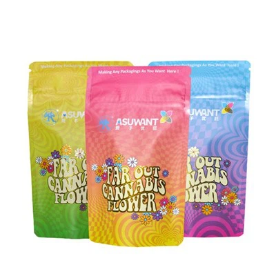 Egyéni ehető cukorkás csomagoló sütemények cali pack stand up tasak illata igazolás 3,5 g mylar táskák 4x6 hüvelyk